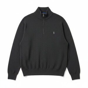 Polo Ralph Lauren Charcoal Gray 1/4 Zip Sweater 100% Cotton M